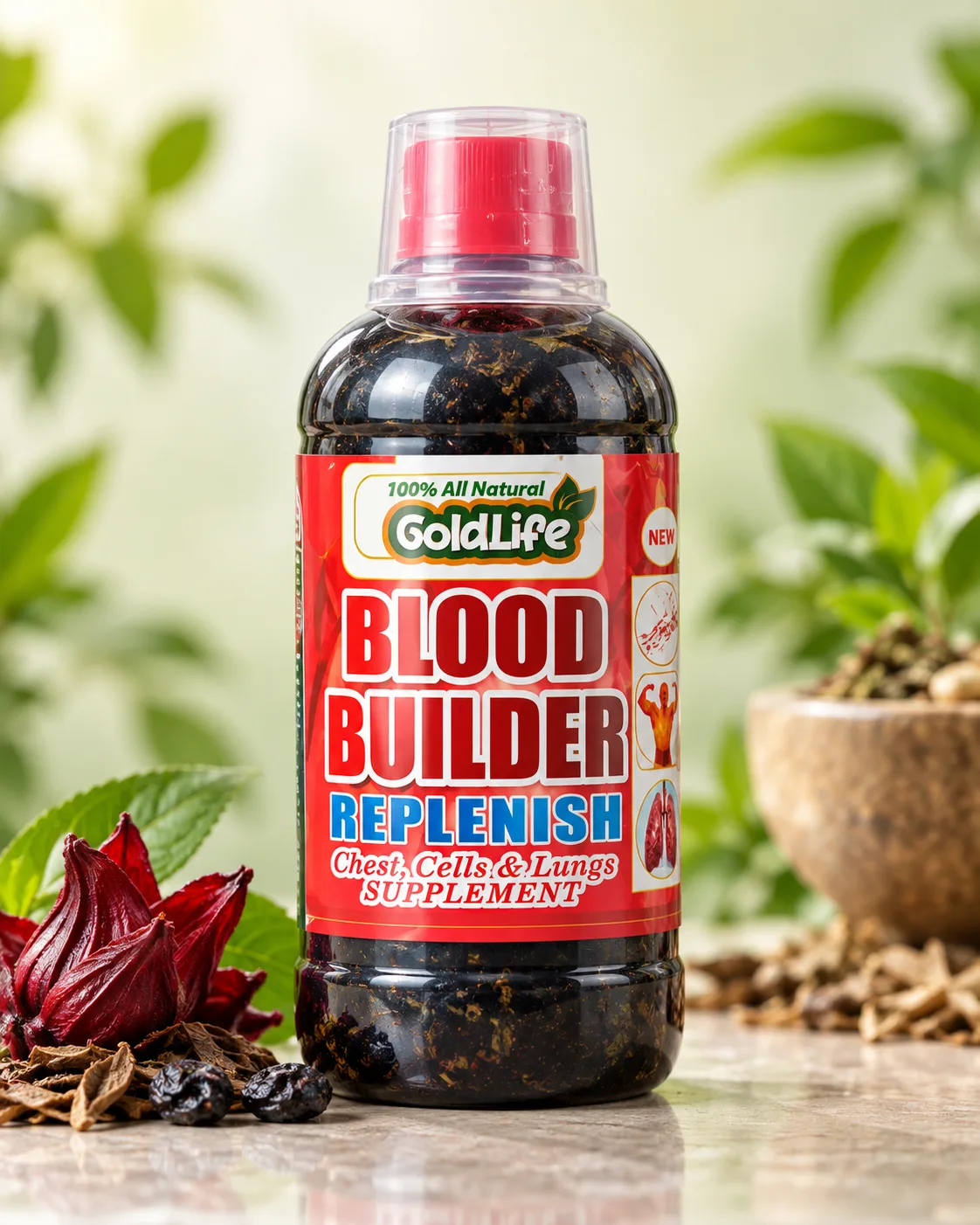 GoldLife Blood Builder Replenish chest, cells & lungs supplement